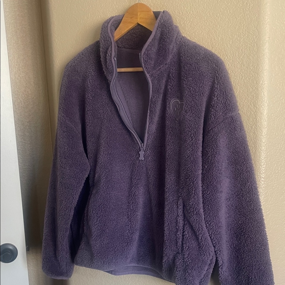 Bobs by Skechers Women’s Long Sleeve Purple Fleece Quarter-Zip Pullover - Picture 6 of 6